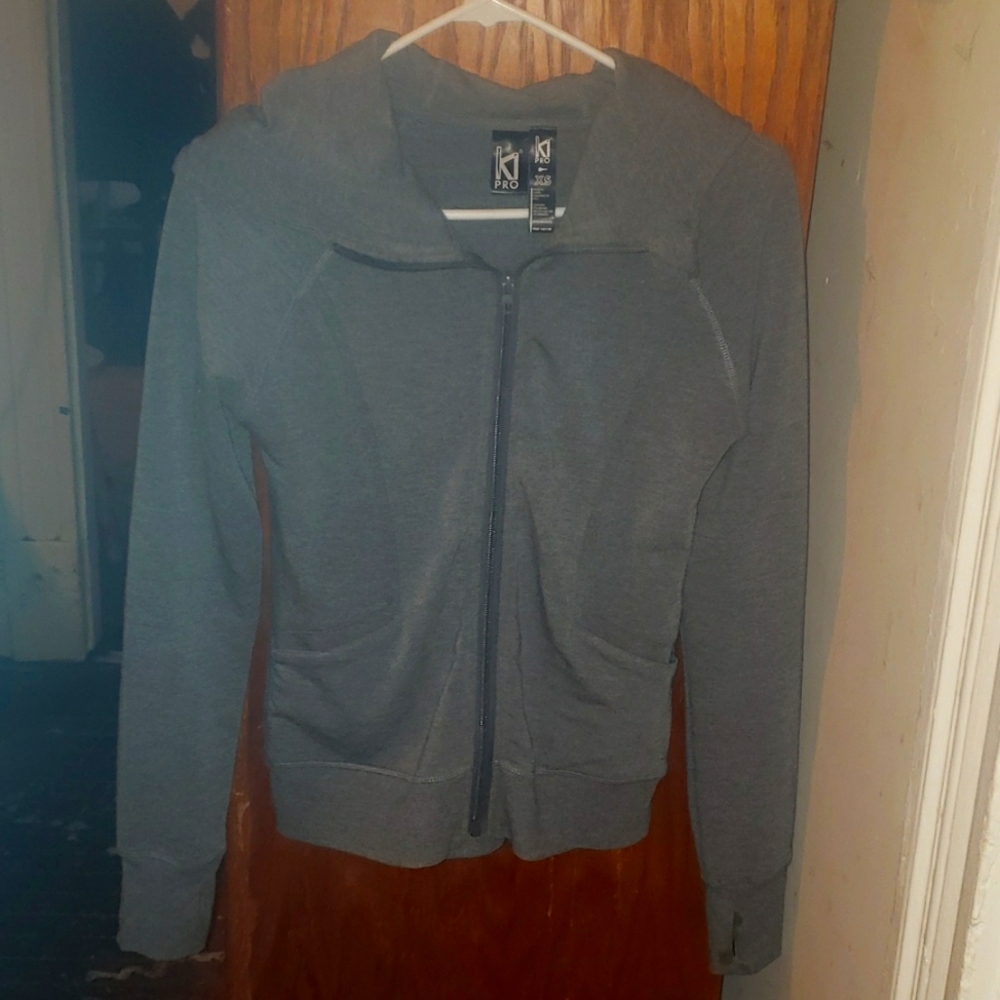 Grey zip up hooded xs